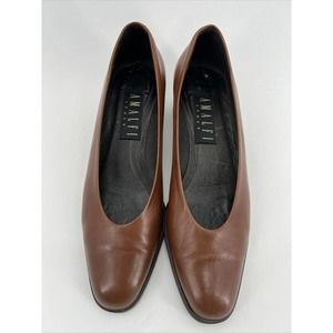 AMALFI Italy Womens Slip On Shoes Brown Leather Size 8 1/2 AAAA EUC